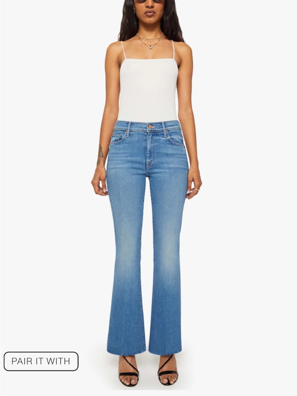 MOTHER Lil’ Weekender Blue Flare Jeans